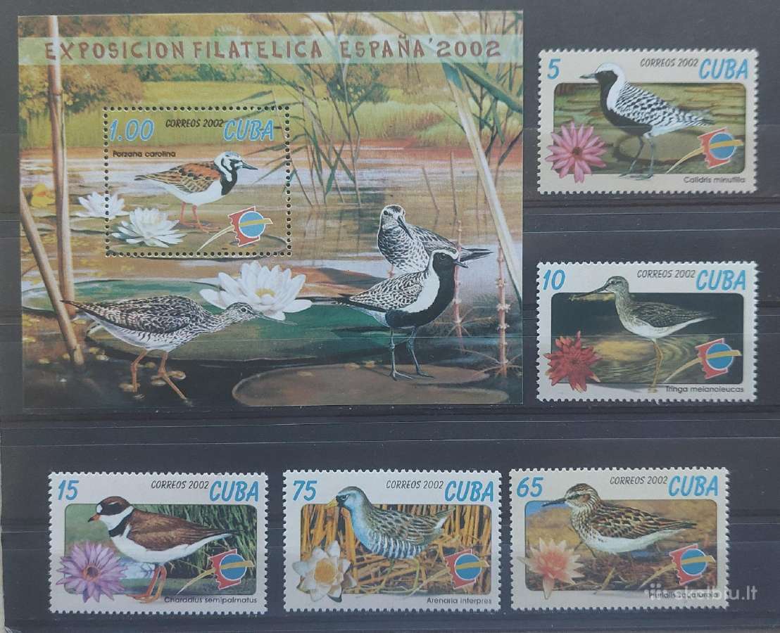 Kuba 2002 paukščiai, švarūs Michel 4446-4450 block