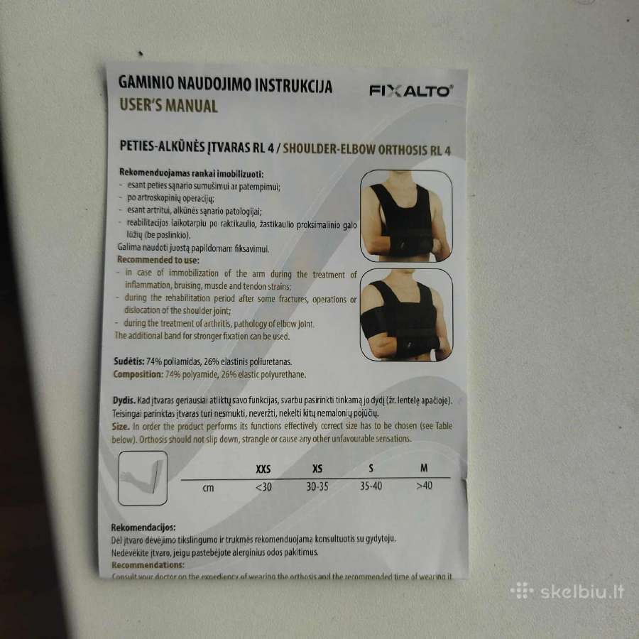 Ortopedinis peties ir alkūnių įtvaras