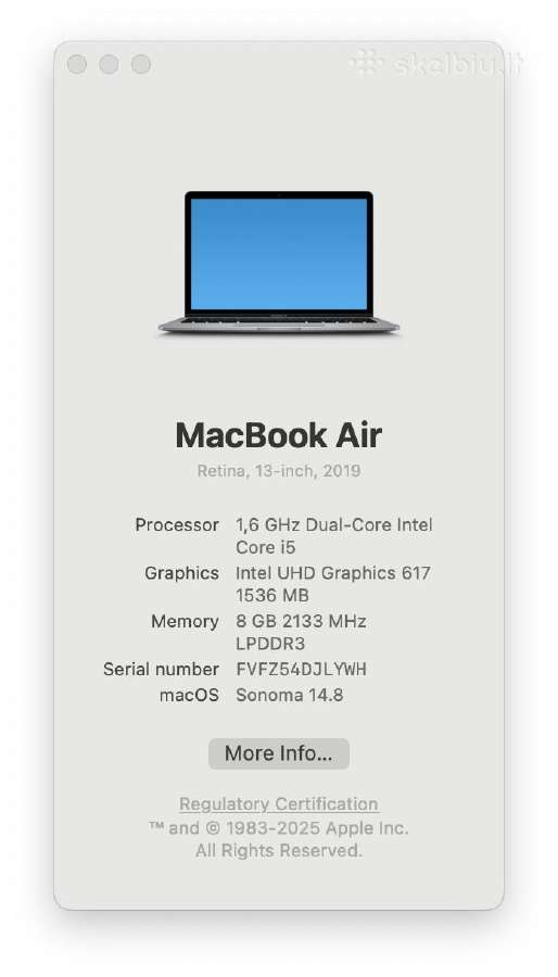 MacBook Air 13,3 1.6ghz Dual-core Intel i5 - nuotraukos Nr. 5