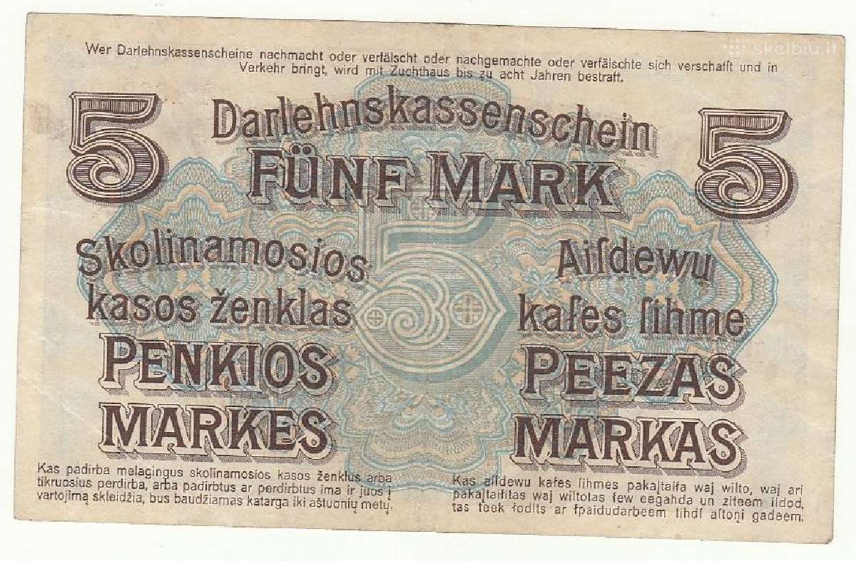 5 markės 1918 ostmarkės - nuotraukos Nr. 2