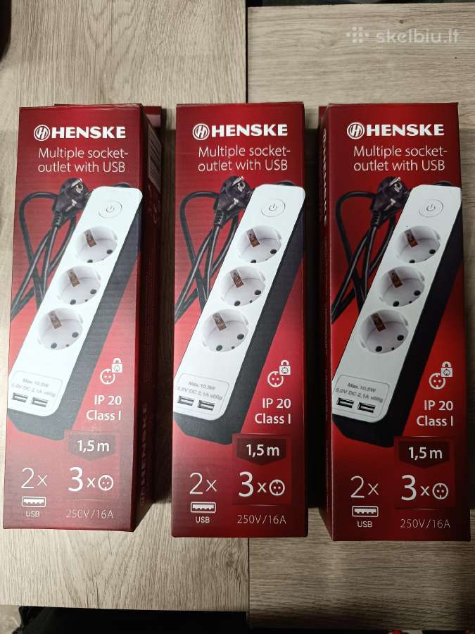Prailgintuvas 1,5m 3 lizdai+2 usb lizdai