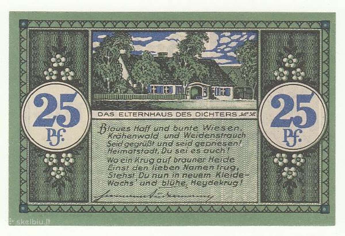 25 fenigiai 1921 Šilutė - nuotraukos Nr. 2