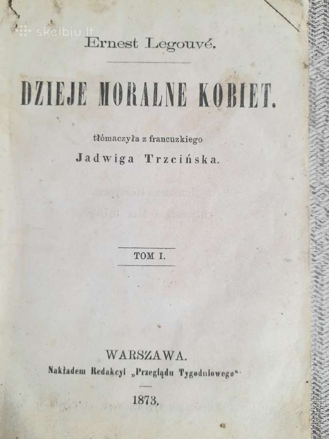 Moterų Moralės Istorija 1873m. Warszawa