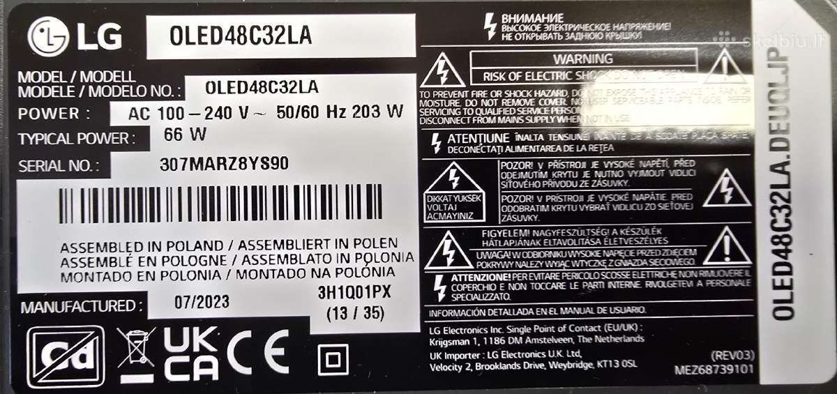 LG TV Oled48c32la detalės - nuotraukos Nr. 4