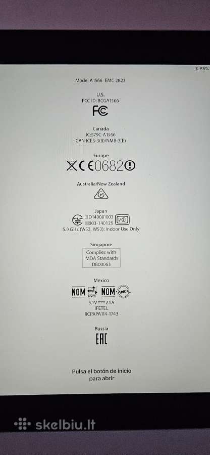iPad Air 2 ,9.7" Retina Ekranas.atmintis128gb