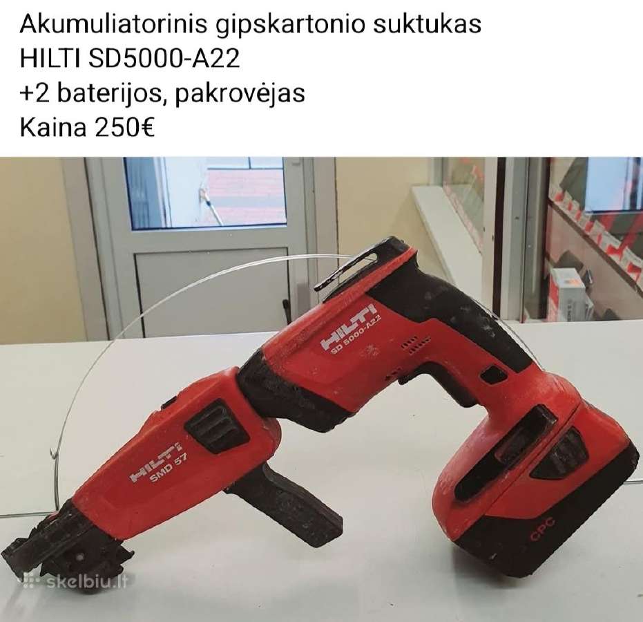 Akumuliat gipskartonio suktuvas Hilti