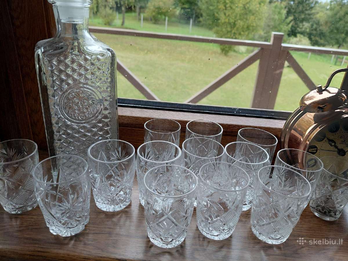 Senų laikų krikštoliniai stikliukai,grafinai - nuotraukos Nr. 7