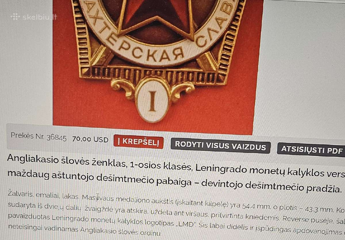Šachtininko šlovės apdovanojimai su dokumentais. - nuotraukos Nr. 8