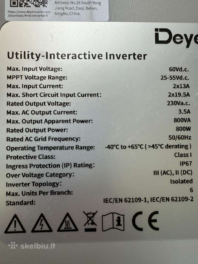 Mikroinverteris Deye 800w Sun-m80g4-eu-q0 - nuotraukos Nr. 3