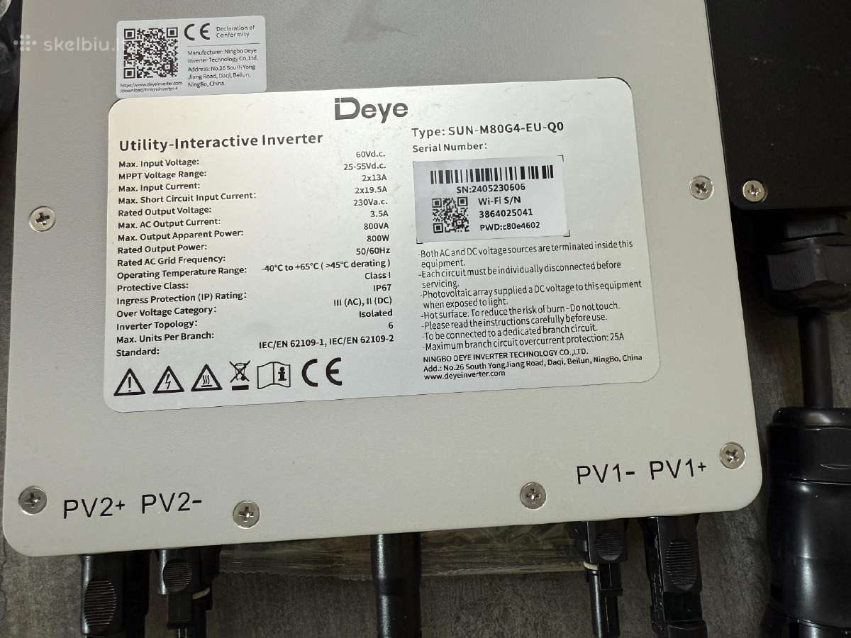 Mikroinverteris Deye 800w Sun-m80g4-eu-q0 - nuotraukos Nr. 2