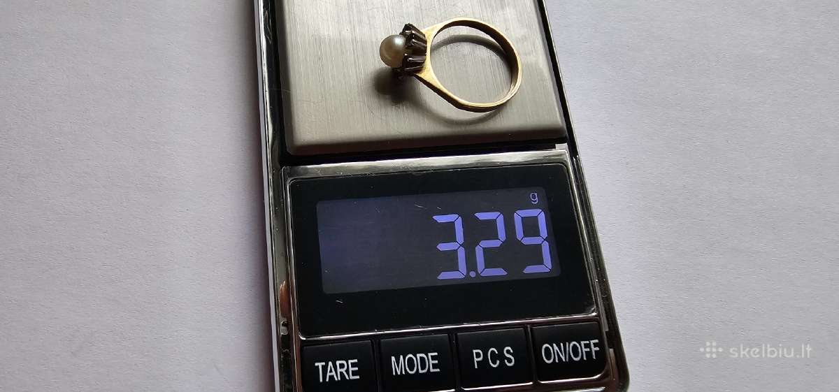 Auksinis ziedas 585 su perlu ir 6 topazais - nuotraukos Nr. 5