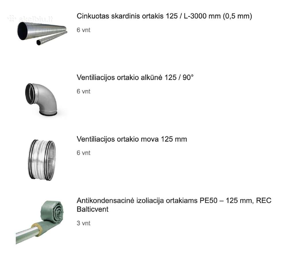 Ventiliacijos vamzdziai, jungtys, siltinimas