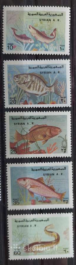 Sirija 1978 žuvis, švarus, Michel Nr.2177-2180