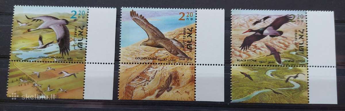 Izraelis 2002 paukščiai, švarus, Michel 1697a-1699