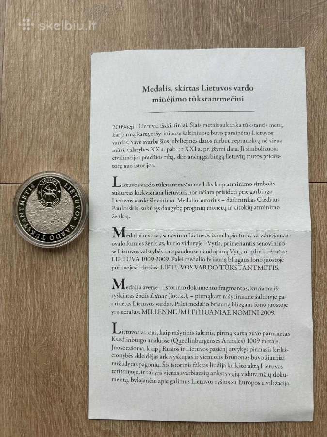 Medalis "Lietuvos vardo tūkstantmetis 1009-2009" - nuotraukos Nr. 2