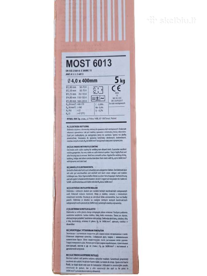 Suvirinimo elektrodai Most 6013 (rožiniai), 5 kg - nuotraukos Nr. 3