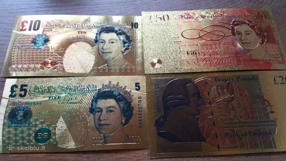 Anglu auksiniai bonknotai kaina 30 euru.
