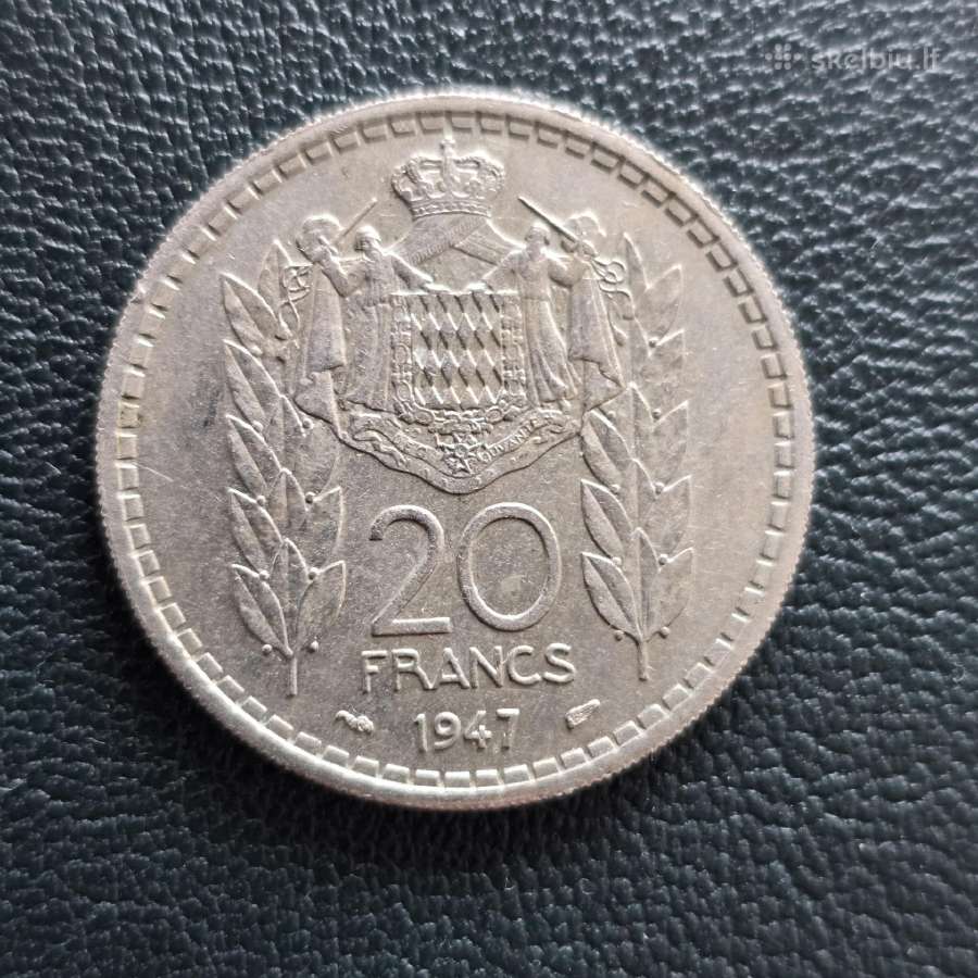 Monakas 1947 20 francs Cu-ni - nuotraukos Nr. 2
