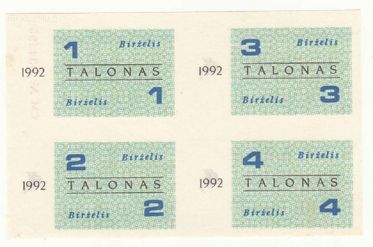 Maisto talonai 1992 birželis