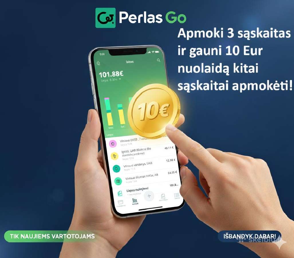Naujiems klientams! Perlas Go 10 € nuolaidos kodas