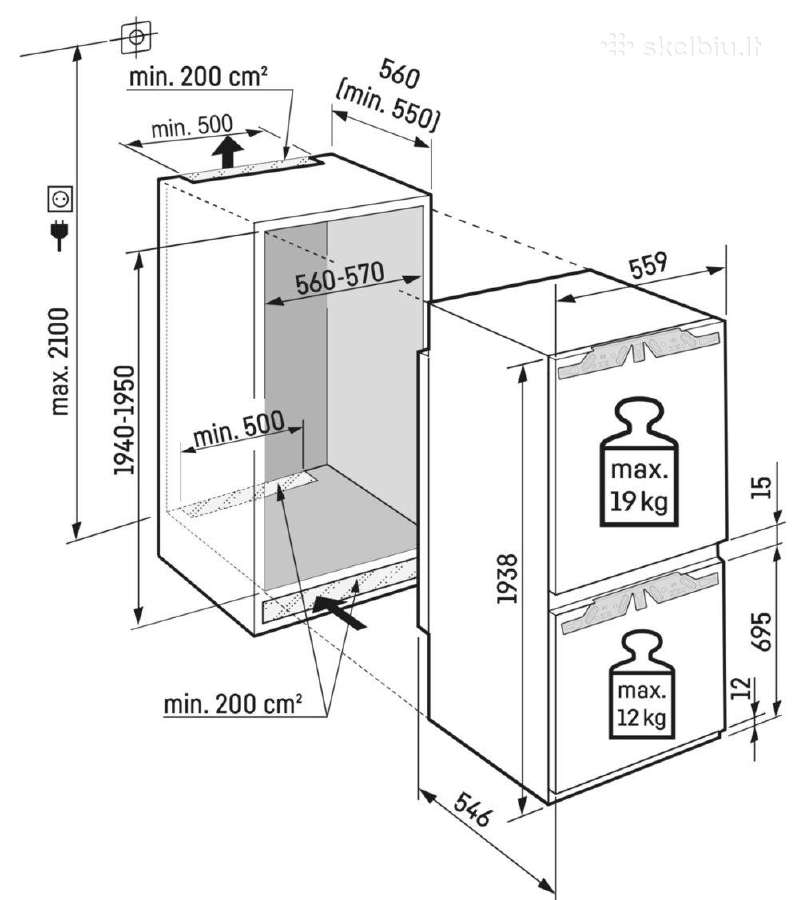 Montuojamas aukštas šaldytuvas Liebherr Icbnc 5623 - nuotraukos Nr. 4