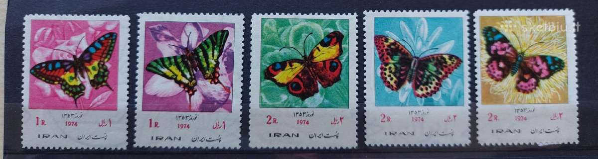 Iranas 1974 drugeliai, švarus Michel 1682-1686