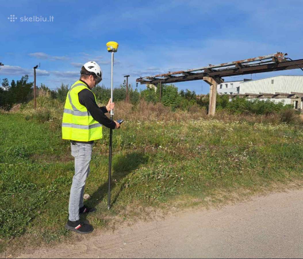 Sklypo ribų matavimai, pastato ašių nužymėjimas