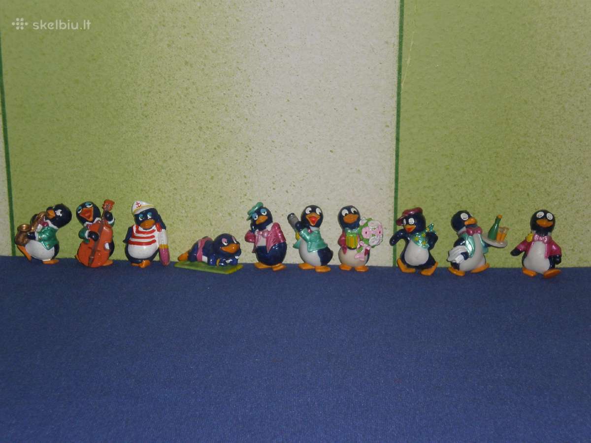 4. Kinder siurprizo kolekcines figureles pingvinai
