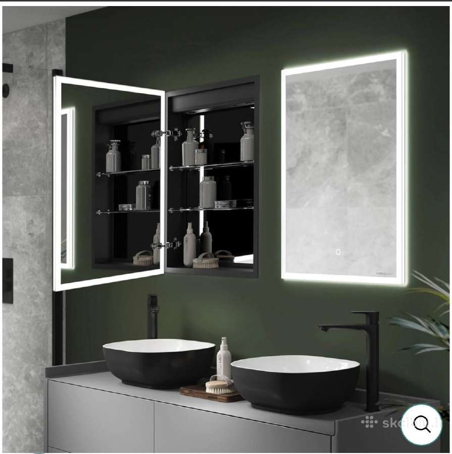 Įmontuojamas LED veidrodis su spintele