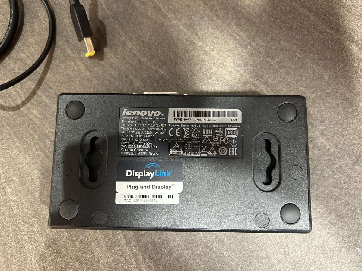 Lenovo Thinkpad 40a7 Usb 3.0 Docking stationas - nuotraukos Nr. 3