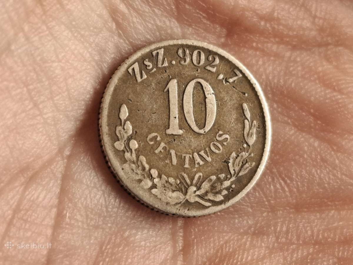 Meksika 10 sentavų 1898 sidabras