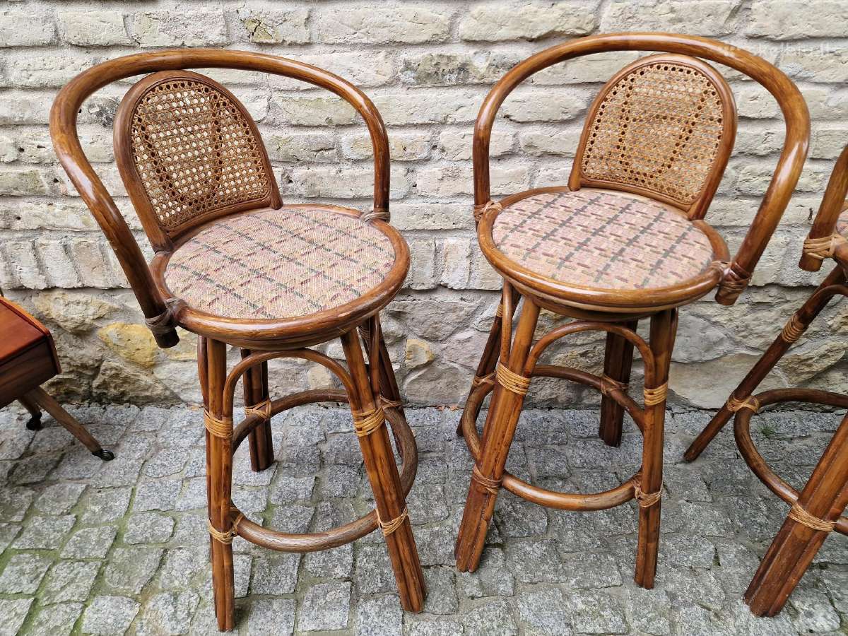 Vintažinės mid century ratango baro kėdės
