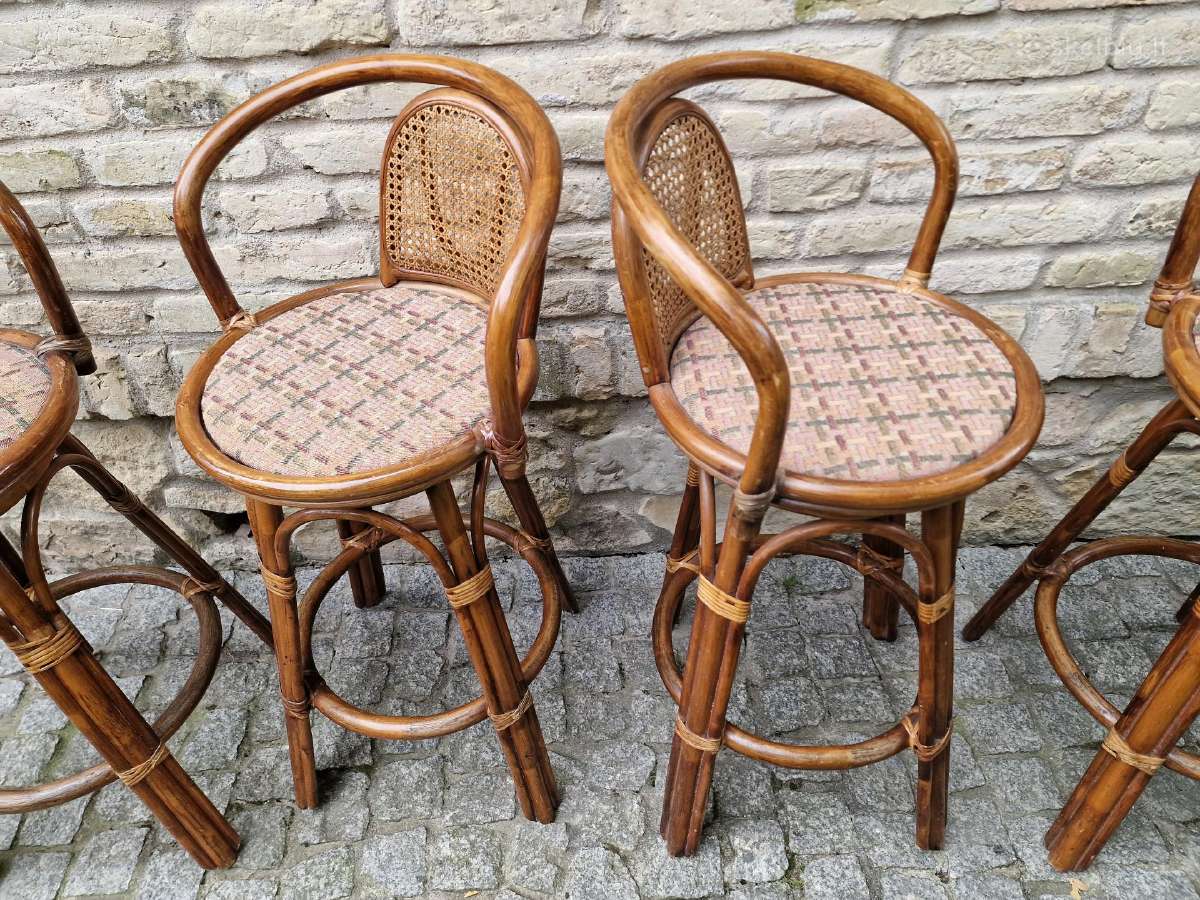 Vintažinės mid century ratango baro kėdės - nuotraukos Nr. 6