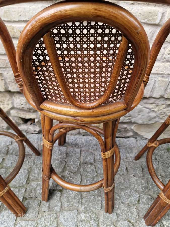 Vintažinės mid century ratango baro kėdės - nuotraukos Nr. 8
