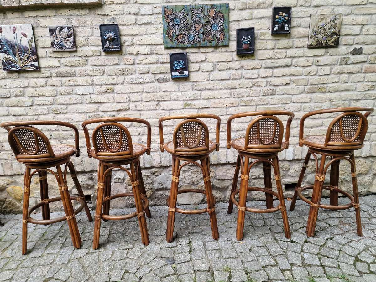 Vintažinės mid century ratango baro kėdės - nuotraukos Nr. 13