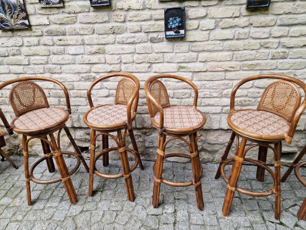 Vintažinės mid century ratango baro kėdės - nuotraukos Nr. 14