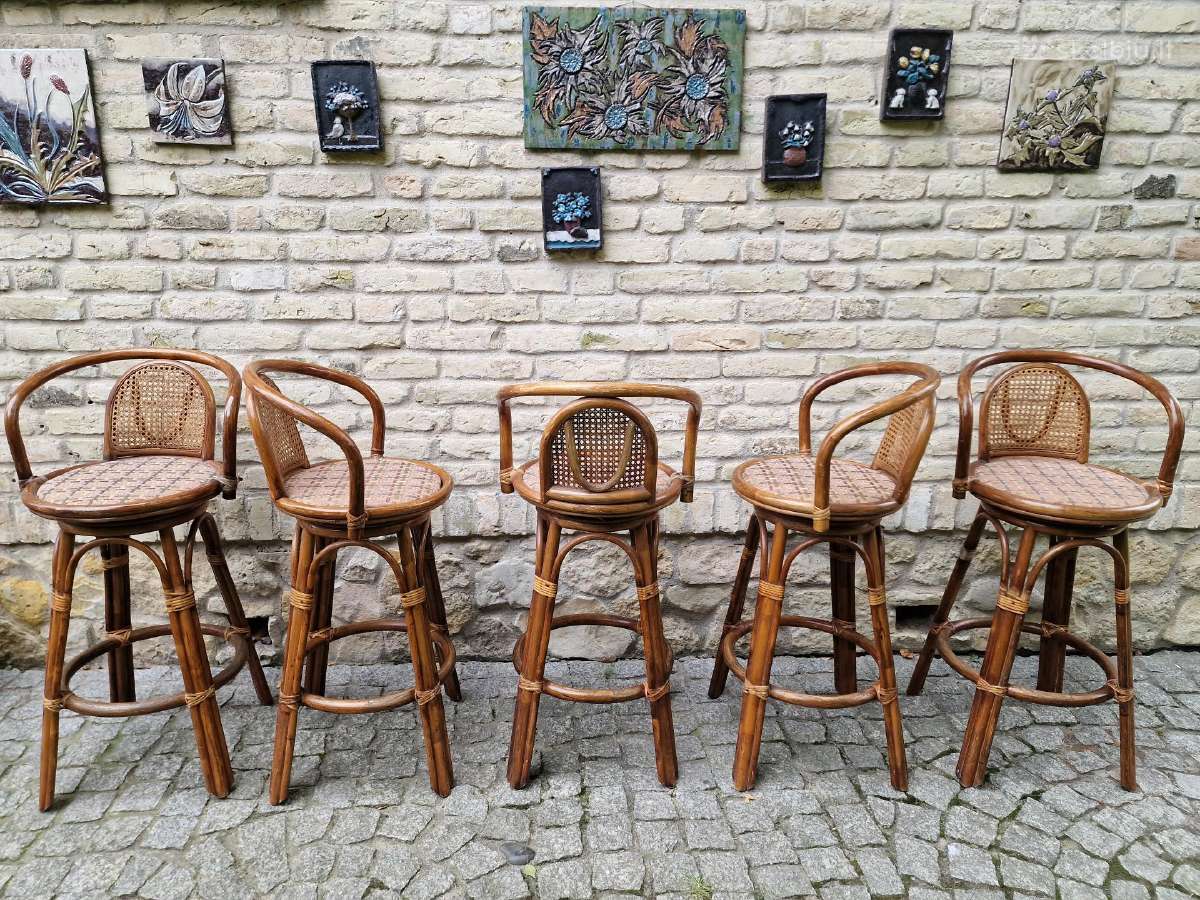 Vintažinės mid century ratango baro kėdės - nuotraukos Nr. 17