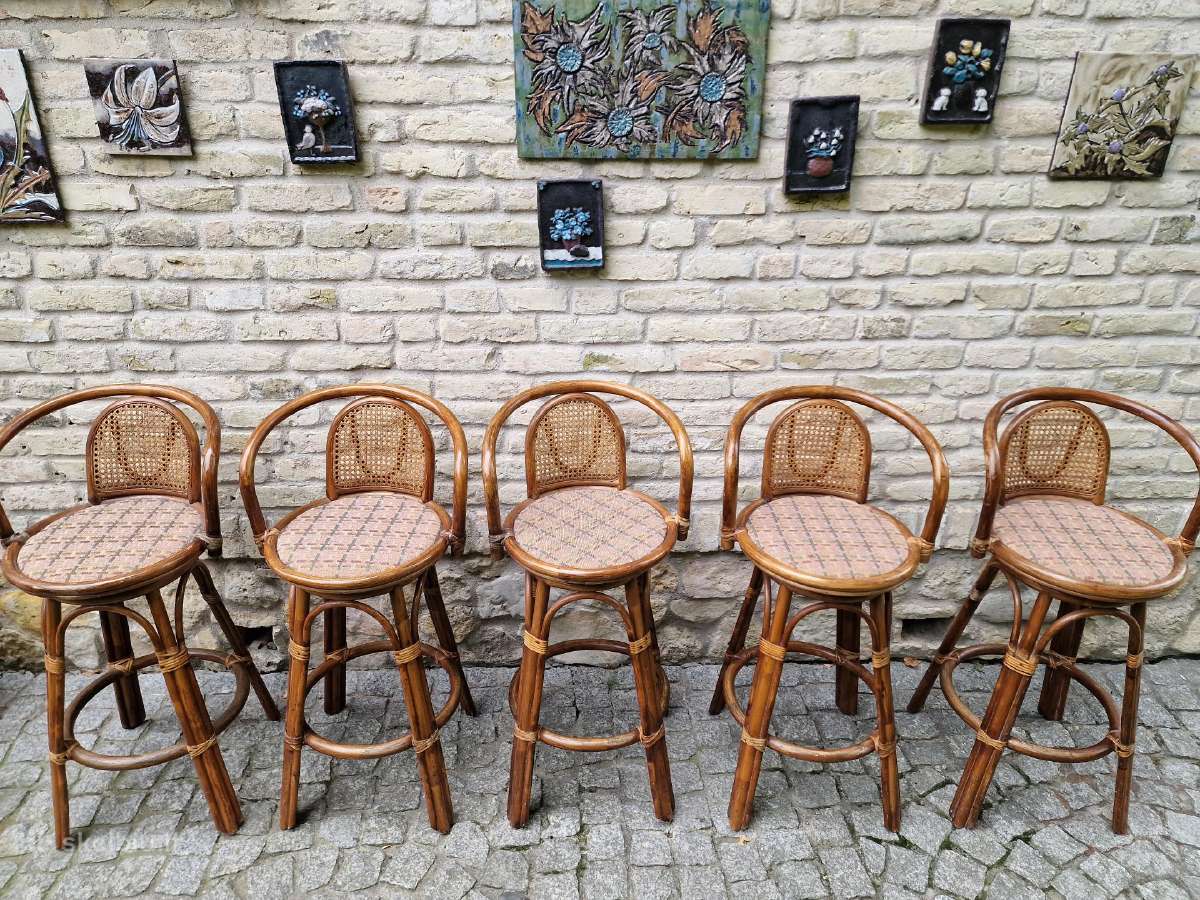 Vintažinės mid century ratango baro kėdės - nuotraukos Nr. 19