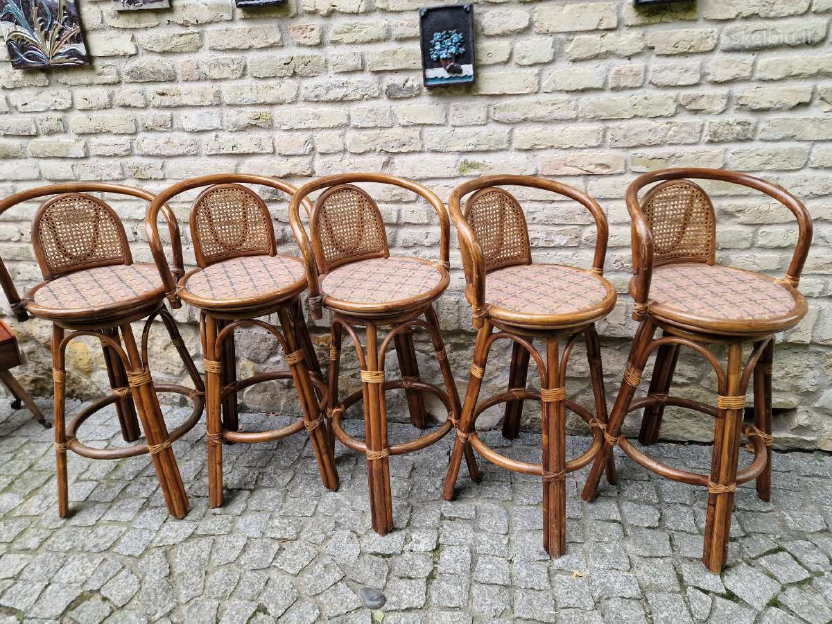 Vintažinės mid century ratango baro kėdės - nuotraukos Nr. 23