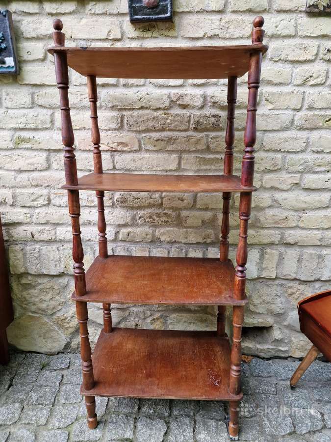Vintažinė mid century medinė rankų darbo etažerė - nuotraukos Nr. 4