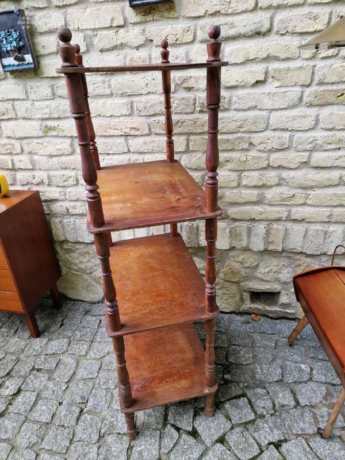 Vintažinė mid century medinė rankų darbo etažerė - nuotraukos Nr. 6