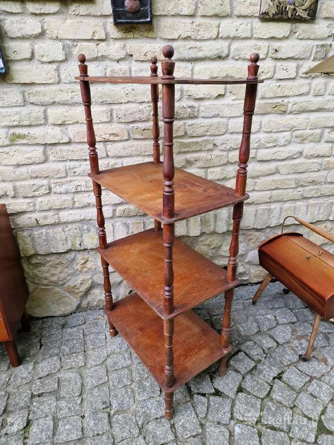 Vintažinė mid century medinė rankų darbo etažerė - nuotraukos Nr. 8