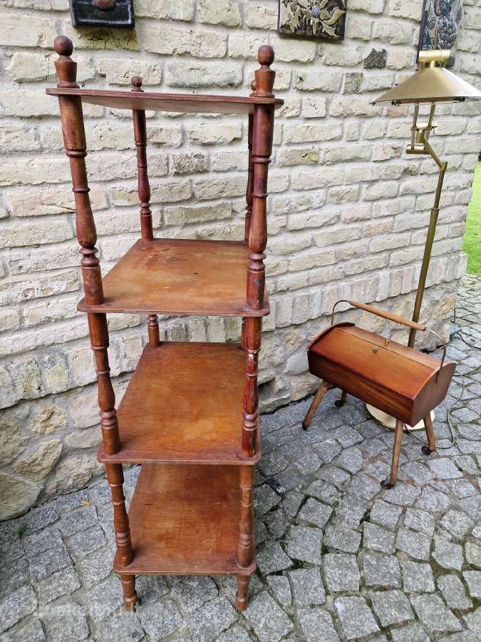 Vintažinė mid century medinė rankų darbo etažerė - nuotraukos Nr. 9