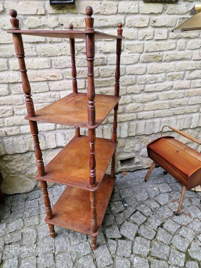 Vintažinė mid century medinė rankų darbo etažerė - nuotraukos Nr. 10