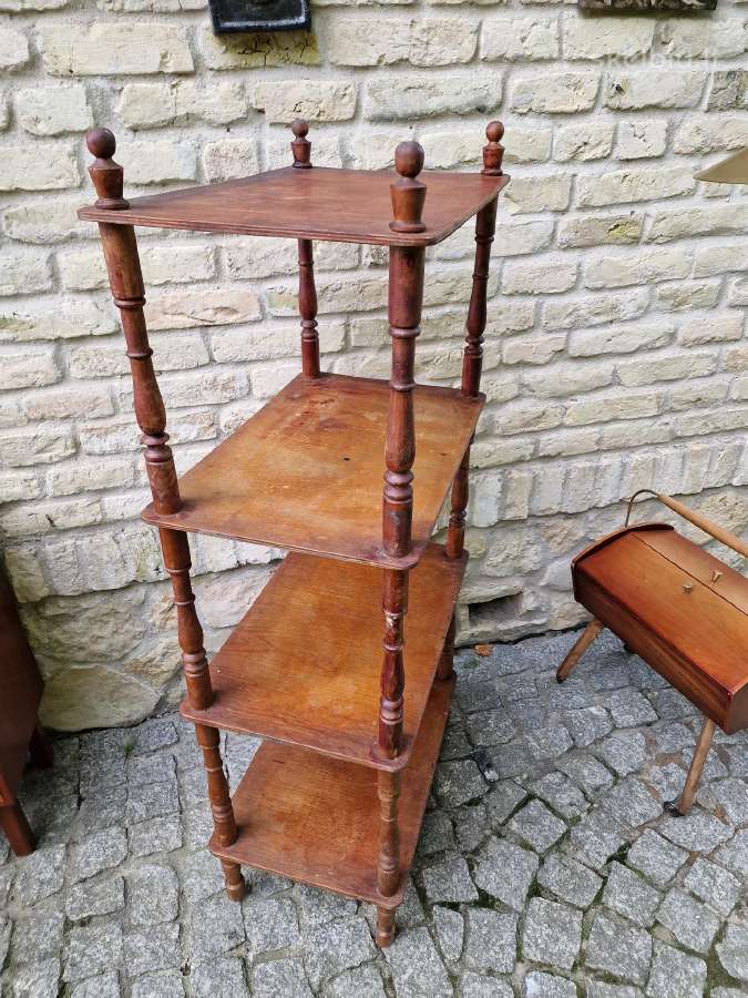 Vintažinė mid century medinė rankų darbo etažerė - nuotraukos Nr. 11