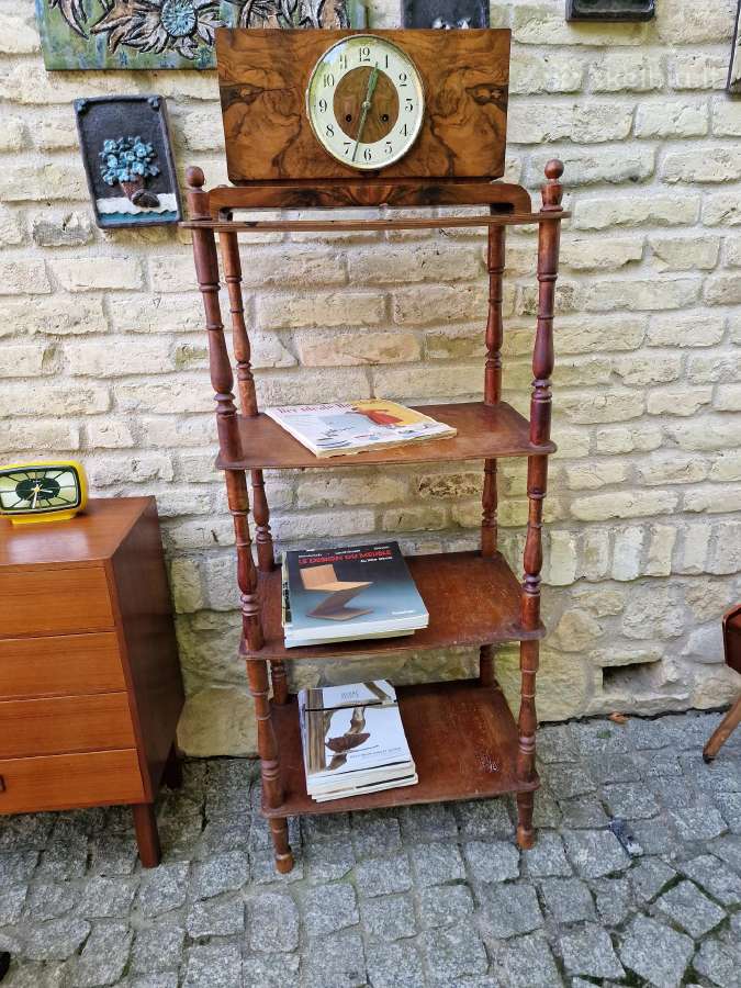 Vintažinė mid century medinė rankų darbo etažerė - nuotraukos Nr. 15
