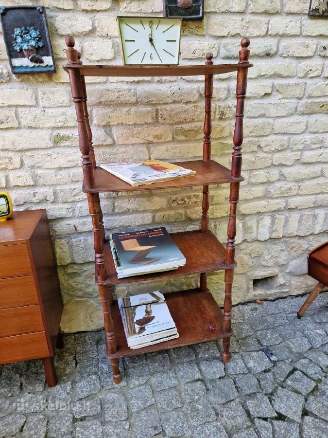 Vintažinė mid century medinė rankų darbo etažerė - nuotraukos Nr. 16