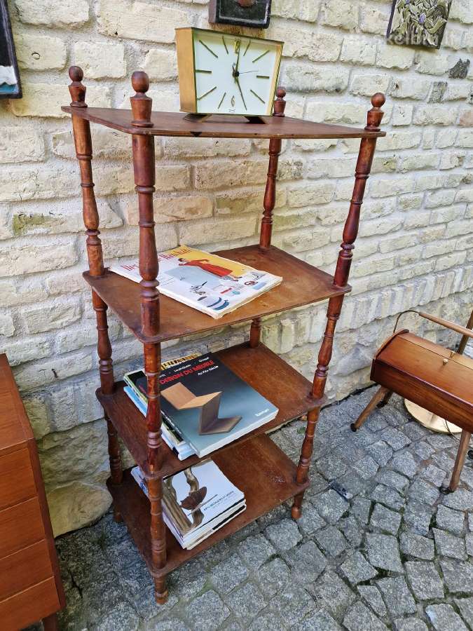 Vintažinė mid century medinė rankų darbo etažerė - nuotraukos Nr. 19