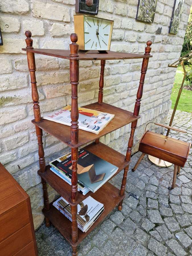 Vintažinė mid century medinė rankų darbo etažerė - nuotraukos Nr. 21