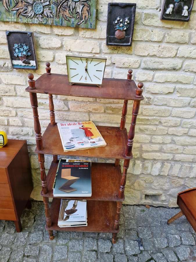 Vintažinė mid century medinė rankų darbo etažerė - nuotraukos Nr. 22